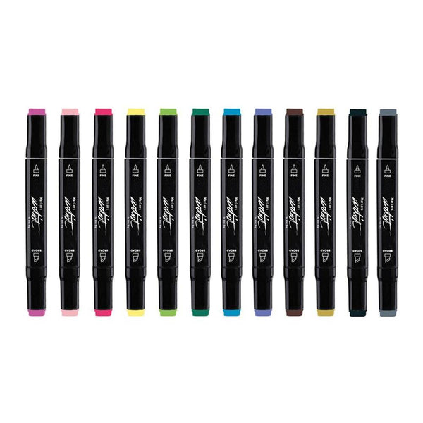 Estuche 12 Rotuladores Basic Alcohol Punta Biselada