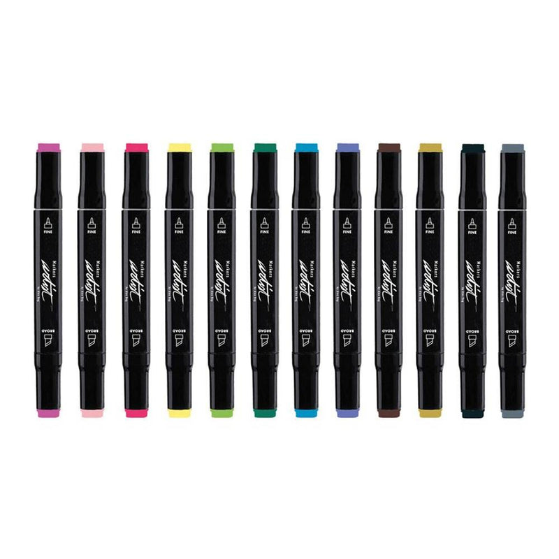 Estuche 12 Rotuladores Basic Alcohol Punta Biselada