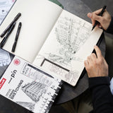 ejemplo boceto con set starter al arte urbano rotuladores calibrados uni pin