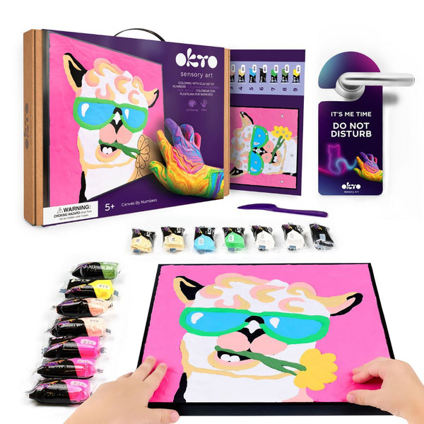 lienzo con arcilla de secado al aire 3D con diseño de llama para niños