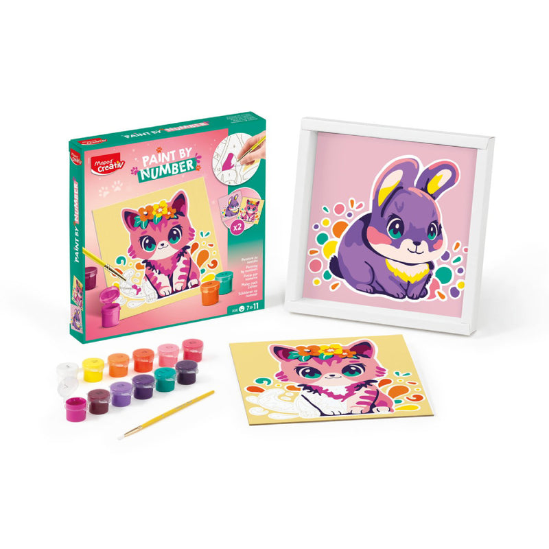 pintar por números infantil MAPED gato y conejo