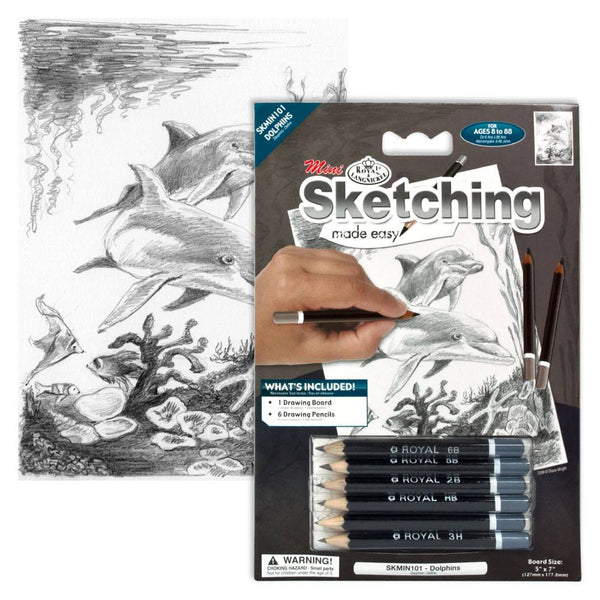 Royal Brush Sketching Made Easy Kit - Delfine, Inkl. Bleistifte, Radiergummi, Spitzer, A4 (22,9x30,5 Cm)
