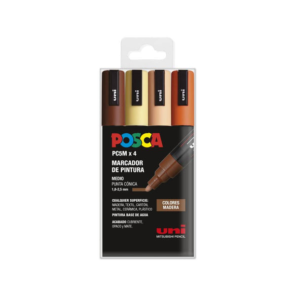 Set 4 Rotuladores PC5M Posca Madera