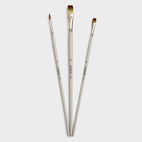Set de 3 Pinceles para Pintura Acrílica con Punta Redonda y Plana de la Marca Amperse (1)