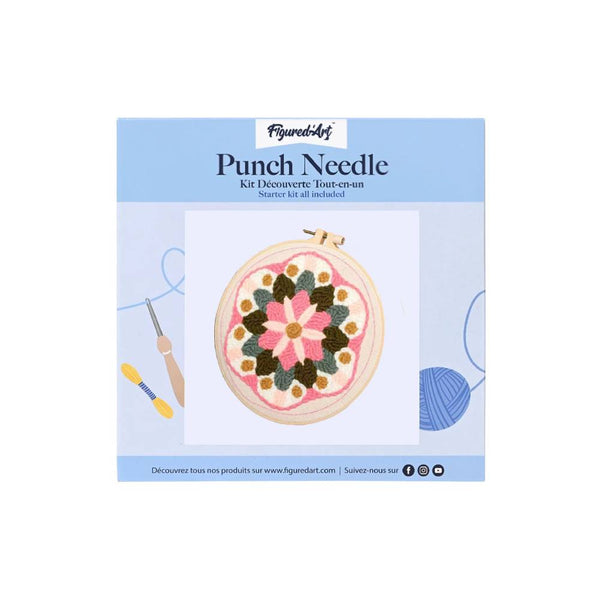 punch needle con bastidor mandala