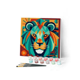 Mini Paint by numbers Lion Art-Deco Inspired Abstract 20x20cm already framed