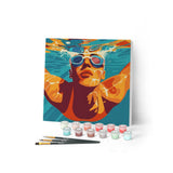 Mini Paint by numbers Sport Poster Swimming 20x20cm already framed