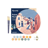 Paint by numbers on Wood Slice - Santorini