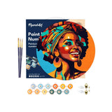Paint by numbers on Wood Slice - African Queen Pop Art