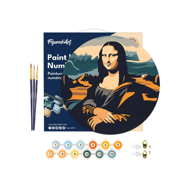 Paint by numbers on Wood Slice - Mona Lisa