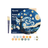 Paint by numbers on Wood Slice - Starry Night