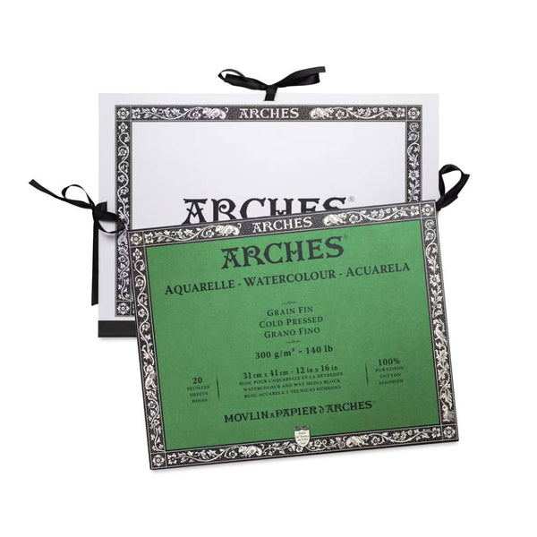 Pack Promo Arches Bloc Enc 4L 31x41 cm 20 Hojas 300g 100% Blanc Nat Fino+Carpeta 32x45cm