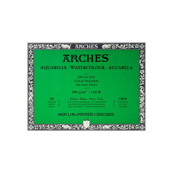 bloc encolado 31x23 cm hojas de grano fino arches + carpeta regalo