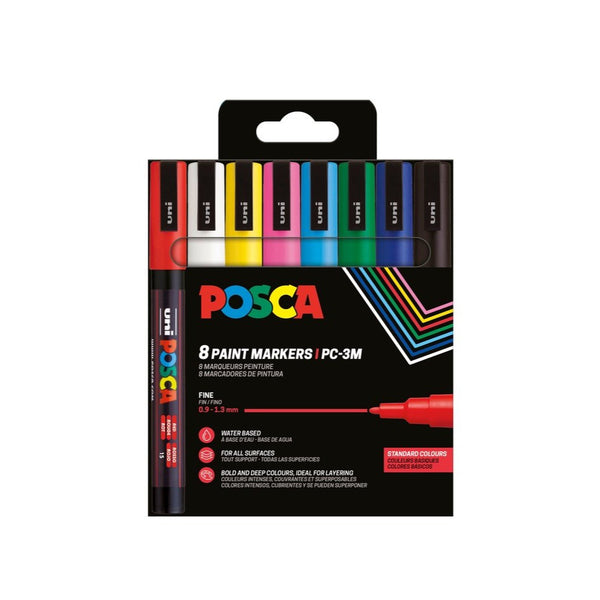 Conjunto de 8 marcadores PC-3M Basic Posca