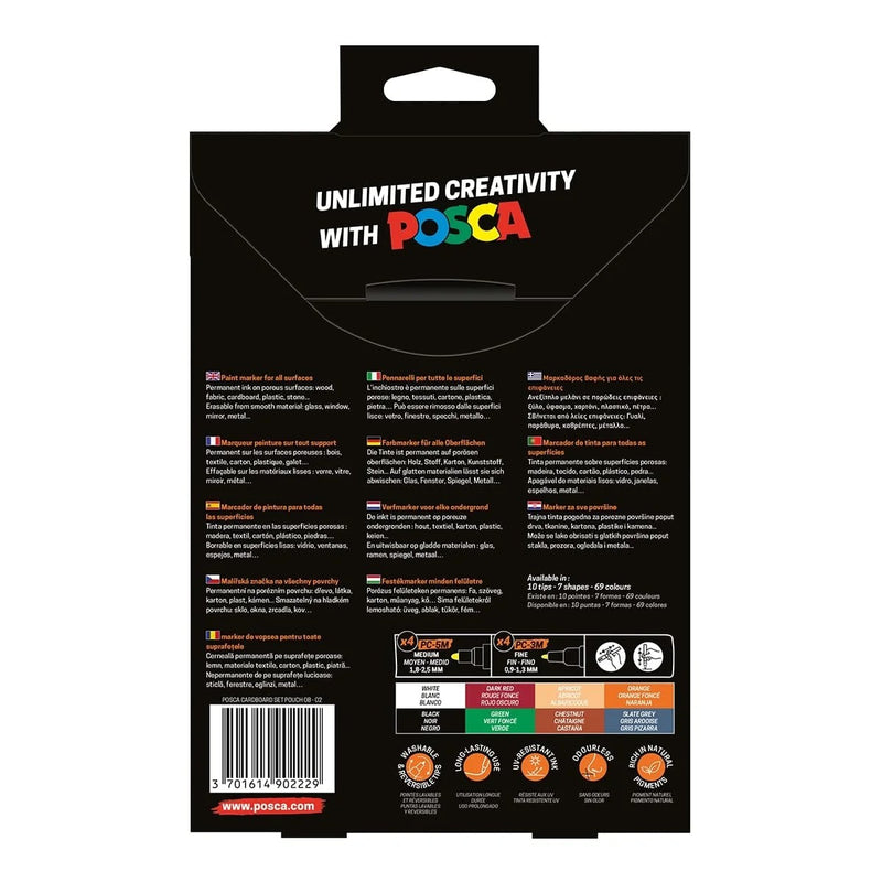 set exclusivo rotuladores posca pc5m y pc3m con regalo de estuche de tela