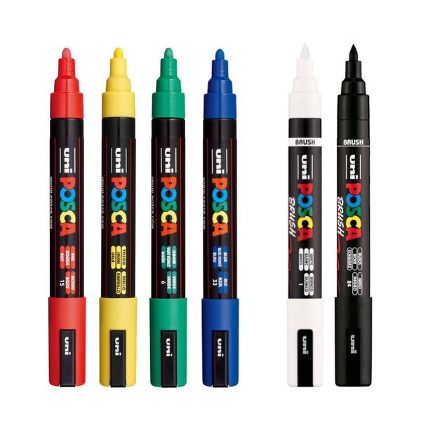 exclusivo posca 2 rotuladores PC-5BR GRATIS + 4 rotuladores pc-5m