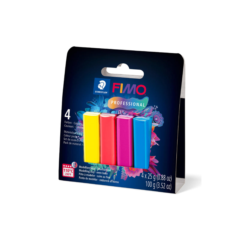 set 4 pastillas de modelado fimo professional colores sólidos 25 gramos