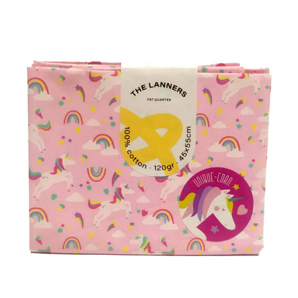 Fat Quarter Unicornios y Arcoiris Rosa The Lanners