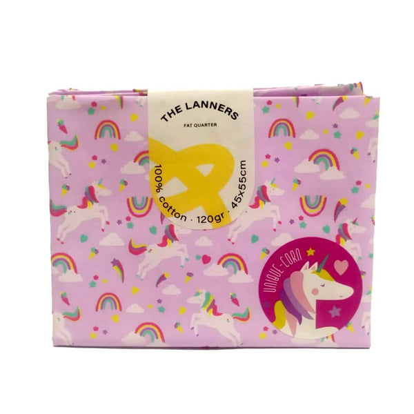 Fat Quarter Unicornios y Arcoiris Azul The Lanners