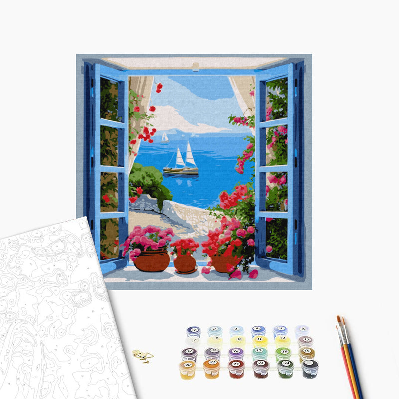 Pintar por números - Paisaje marino  Ideyka