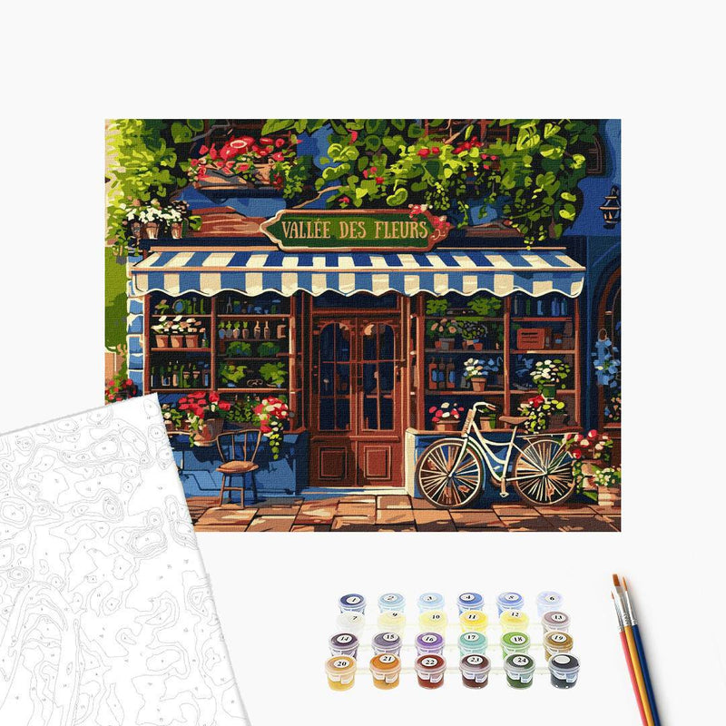 Pintar por números - Tienda con Flores - Ideyka