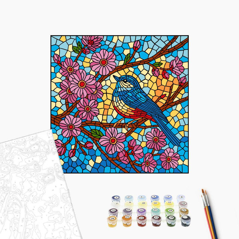 Pintura por números - Vidriera. Pájaro