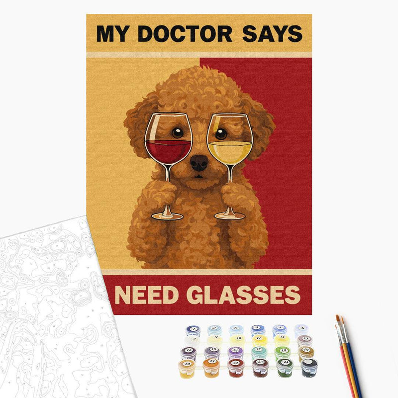 Pintar por números - Póster. Caniche y gafas - Ideyka