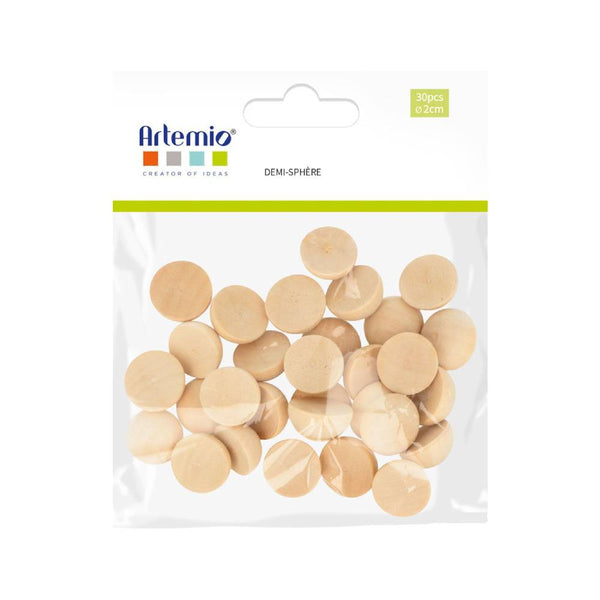 SET 30 SEMIESFERAS ARTEMIO MADERA Ø2CM