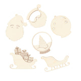 6 SILUETAS MADERA FIGURAS NAVIDAD NOEL