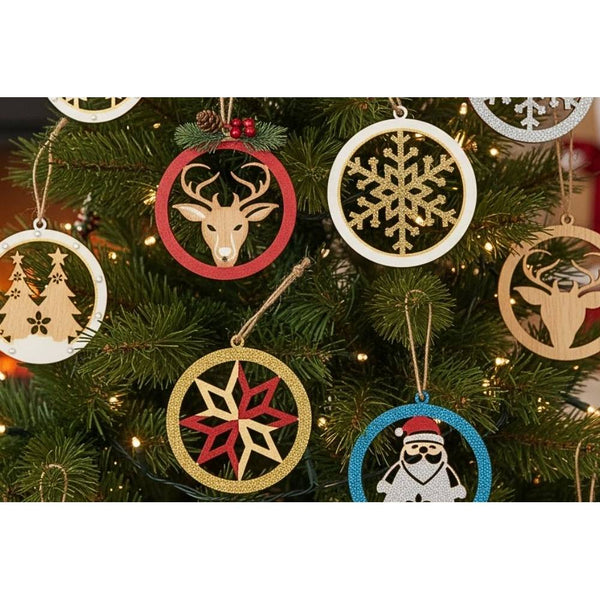 adornos madera navidad personalizar 6 unidades