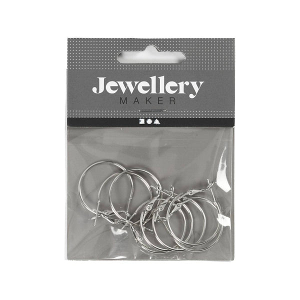 PENDIENTES, DIA 25 MM, PLATEADO, 8 UDS
