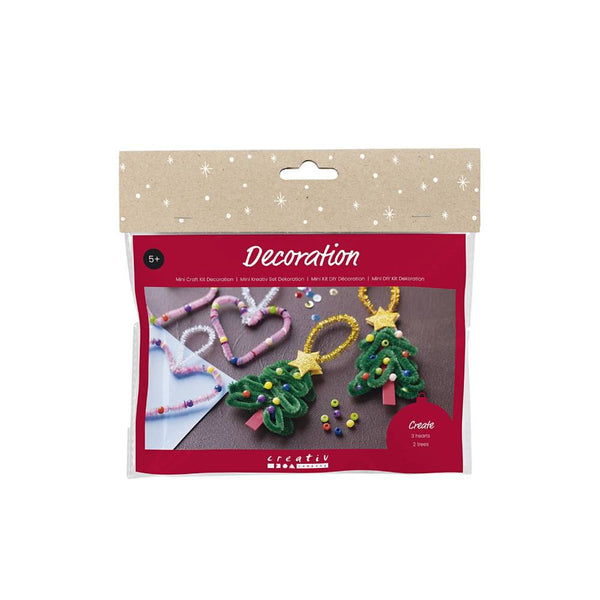 MINI CRAFT KIT DECORACION NAVIDAD CORAZONES Y ARBOLES