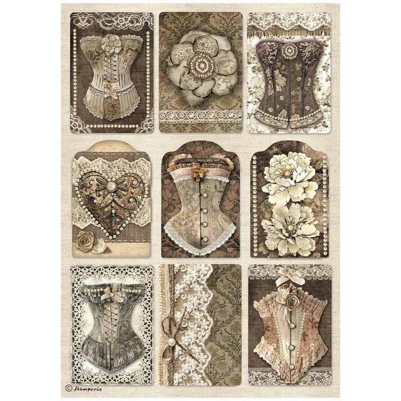 papel de arroz corsets old lace stamperia