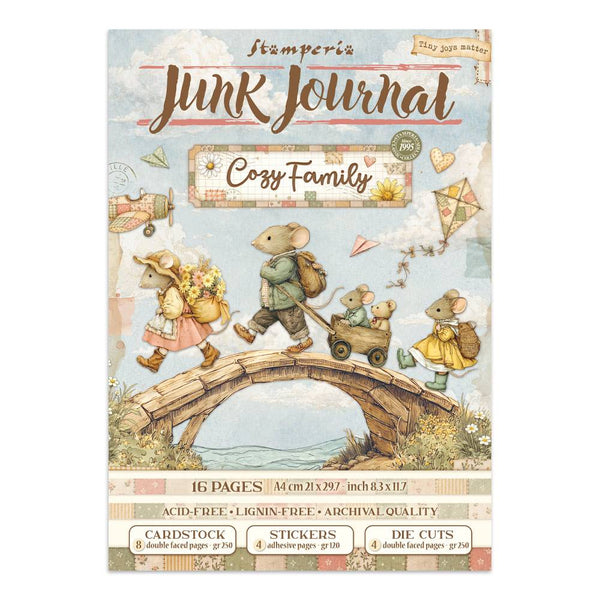 Junk journal pegatinas, recortes, fondos - Cozy Family