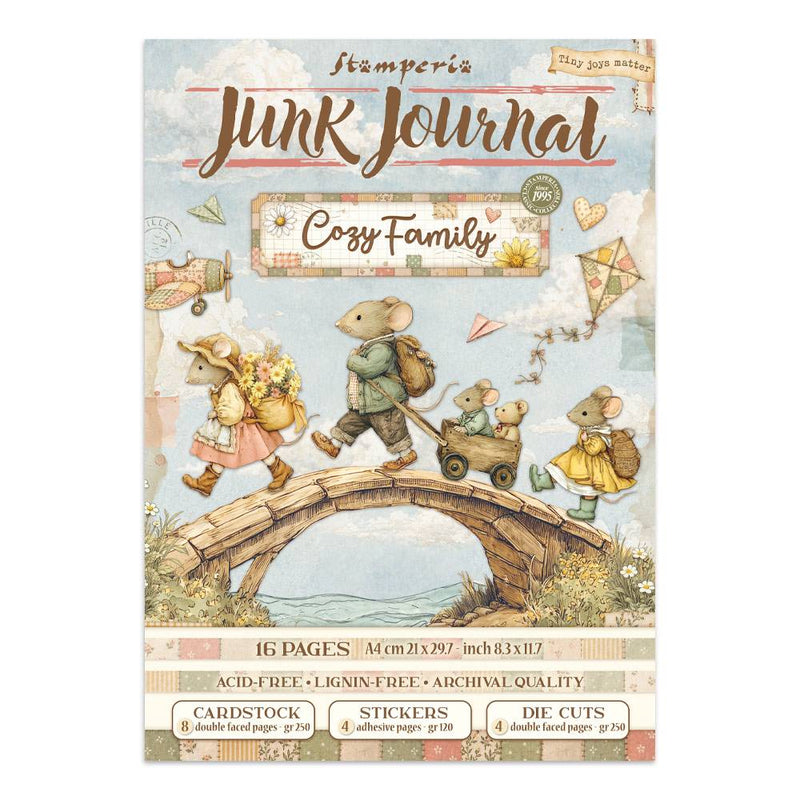 Junk journal pegatinas, recortes, fondos - Cozy Family