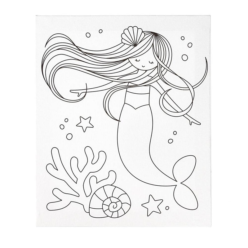 lienzo infantil para colorear sirena