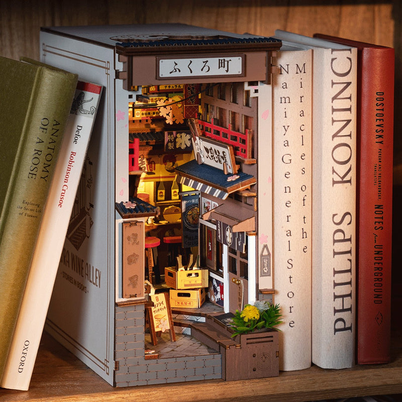 maqueta book nook sakura wine alley robotime