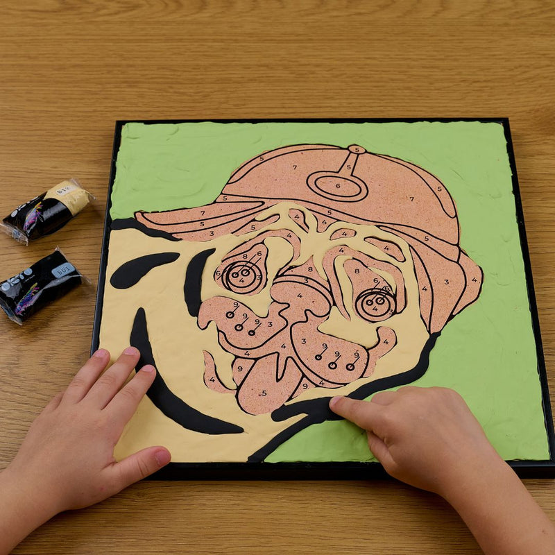 lienzo 3D con arcilla de secado al aire perro pug OKTO 3D