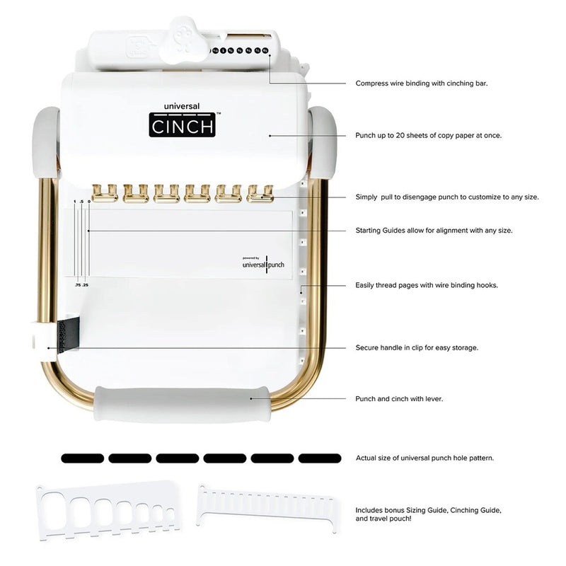 maquina encuadernadora cinch dorada universal características principales