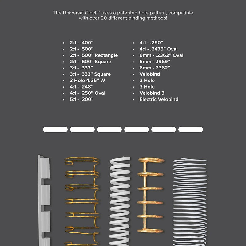 tipos de anillas posibles para los proyectos de encuadernacion con cinch universal dorada