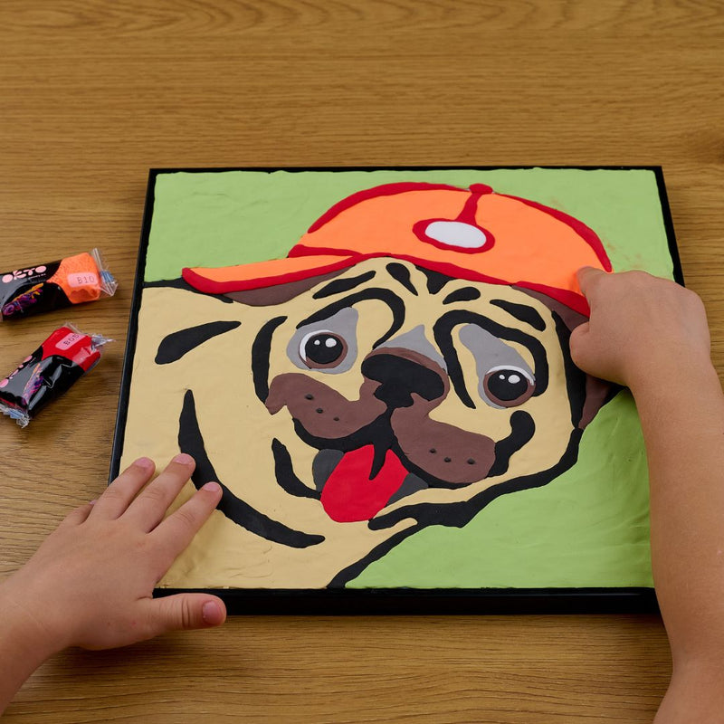 lienzo de pasta de secado al aire 3D perro pug OKTO para niños +6 años 