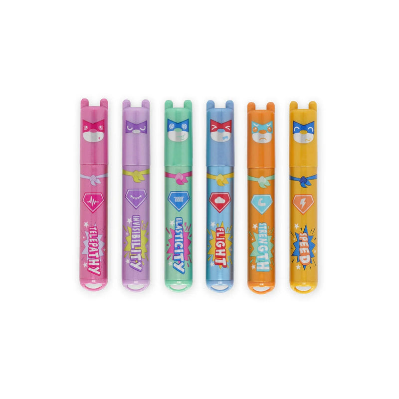 TEDDYS SUPERPOWER - SET OF 6 MINI HIGHLIGHTERS - TEDDY BEAR - MULTICOLOR INK