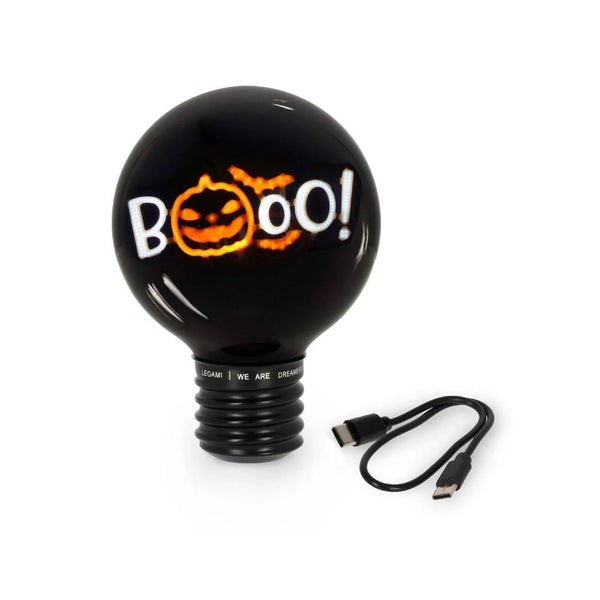 BULB FICTION - LIGHT-BULB SHAPED TABLE LAMP - PUMPKIN - BOOO! HALLOWEEN