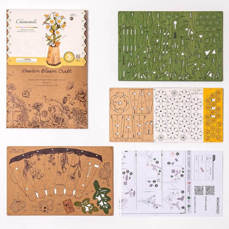 decoraciones para el hogar maquetas de flores camomila robotime