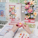 set de construccion flores 3D con motor y luces LED robotime