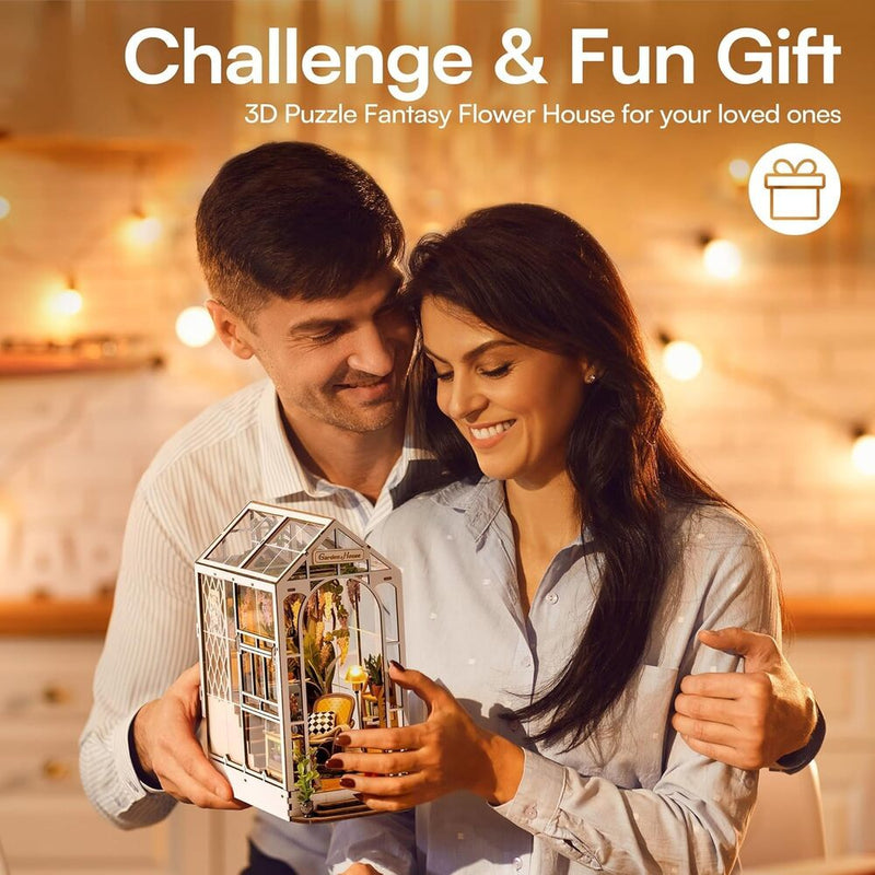 maqueta sujetalibros robotime book nook garden house 