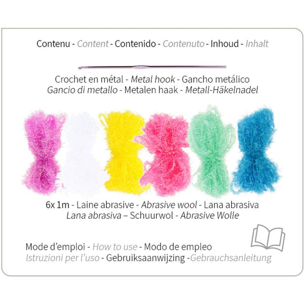 contenido del kit para tejer una esponja
