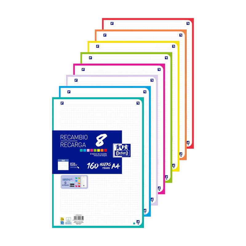 RECAMBIO 8 COLORES PAQUETE A4 160H
