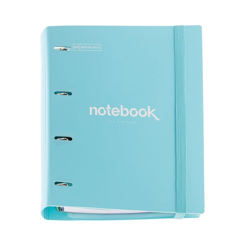 Pasta de argolas A4 Miquelrius com recargas azul-celeste