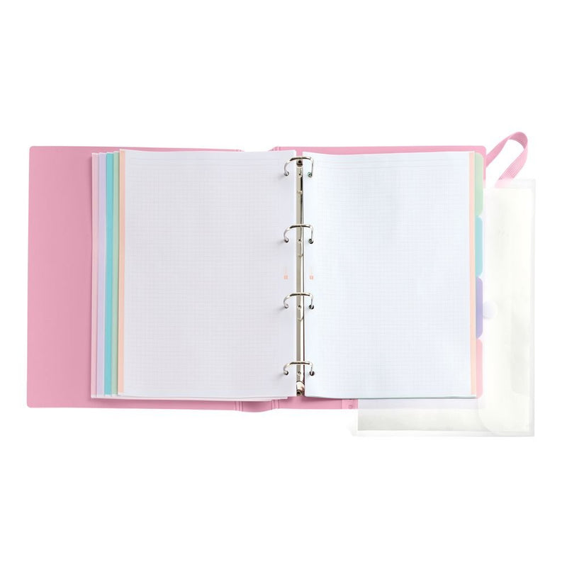 archivador A4 anillas y con recambios miquelrius rosa